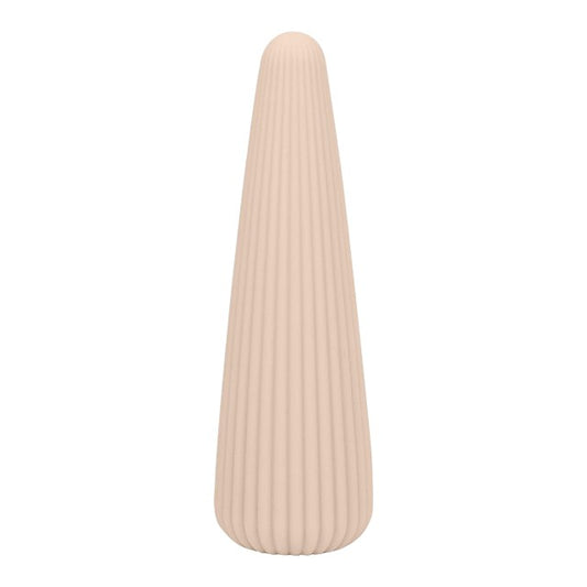 Vibrator DREAMTOYS Nude Zina, în formă de con, cu striații verticale, 10 funcții de vibrație, lungime 12.5 cm, crem