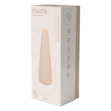 Vibrator DREAMTOYS Nude Zina, în formă de con, cu striații verticale, 10 funcții de vibrație, lungime 12.5 cm, crem