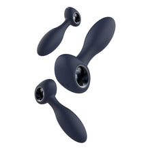Set plug anal DREAMTOYS Startroopers Milky Way, 1 dop clasic + 2 dopuri cu funcție de vibrație, 12.5 cm - 16 cm, albastru