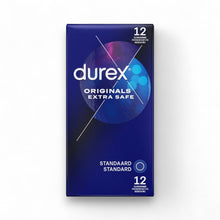 Prezervative clasice Durex Originals Extra Safe, lubrifiate si rezistente, 56 mm, 1 cutie x 12 buc