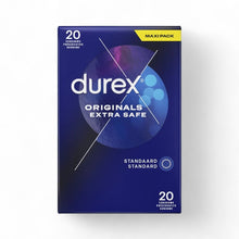 Prezervative clasice Durex Originals Extra Safe, lubrifiate si rezistente, 56 mm, 1 cutie x 20 buc