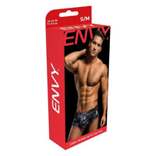 Slip de înot bărbați ENVY Camo Trunks with Dog Tag, design camuflaj cu colier de soldat, gri închis și negru, mărime L/XL