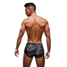 Slip de înot bărbați ENVY Camo Trunks with Dog Tag, design camuflaj cu colier de soldat, gri închis și negru, mărime L/XL