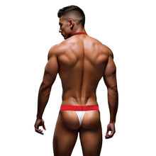 Costum sexy asistent ENVY MENSWEAR Nurse Kit, cravată și chilot tanga cu design medical, mărime M/L, culoare alb și roșu