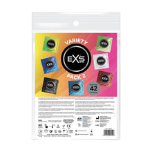 Prezervative EXS Variety Pack 2, cu 7 modele de prezervative, colorate, ultra-subțiri și cu efecte de răcire și încălzire, 42 bucăți