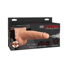 Ham Strap-on FETISH Fantasy Series Squirting Strap-on with Balls, cu funcție de ejaculare, lungime 19 cm, culoarea pielii