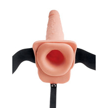 Ham Strap-on FETISH Fantasy Series Squirting Strap-on with Balls, cu funcție de ejaculare, lungime 19 cm, culoarea pielii