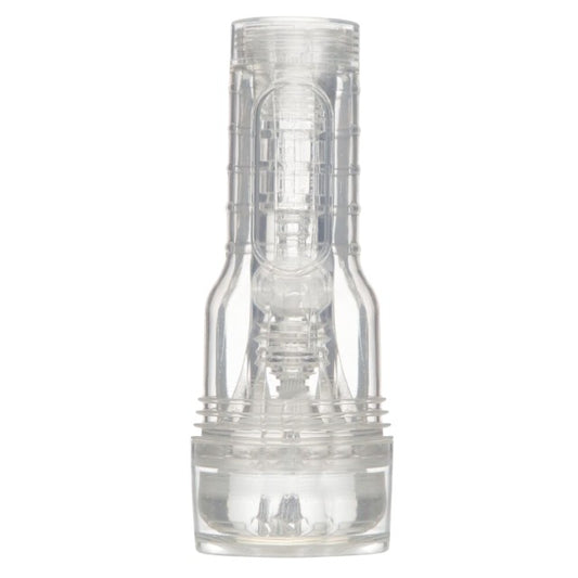 Masturbator manual FLESHLIGHT GO Torque, canal texturat pentru simulare vaginală realistă, lungime 18 cm, transparent