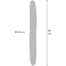 Dildo dublu GET REAL BY TOYJOY Silicone Foreskin Double Dong, pentru dublă penetrare, senzație realistă de piele, 46 cm, culoare caramel