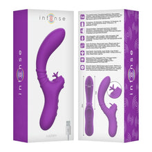Vibrator dublu INTENSE HARRY, cu funcție de simulare sex oral, 20 funcții de vibrație, design curbat pentru stimularea punctului G, mov