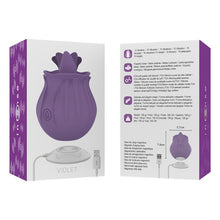 Stimulator clitoris INTENSE VIOLET, cu 10 funcții de vibrație, în formă de trandafir, rezistent de apă IPX7, culoarea mov