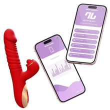 Vibrator INTOYOU APP - Ascen, control prin aplicatie, 10 functii de vibratie interna si clitoridiana, 24.8 cm x 3.5 cm, rosu
