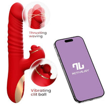 Vibrator INTOYOU APP - Ascen, control prin aplicatie, 10 functii de vibratie interna si clitoridiana, 24.8 cm x 3.5 cm, rosu