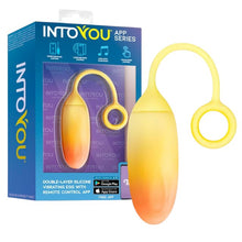 Ou vibrator INTOYOU APP -Double Layer, pentru stimularea sexuala feminina, control prin aplicatie, 10 functii de vibratie, 20 cm, portocalui/ galben