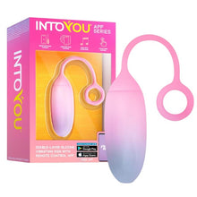 Ou vibrator INTOYOU APP -Double Layer, pentru stimularea sexuala feminina, control prin aplicatie, 10 functii de vibratie, 20 cm, albastru/roz