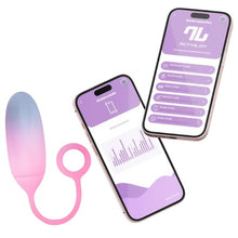 Ou vibrator INTOYOU APP -Double Layer, pentru stimularea sexuala feminina, control prin aplicatie, 10 functii de vibratie, 20 cm, albastru/roz