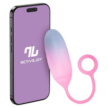Ou vibrator INTOYOU APP -Double Layer, pentru stimularea sexuala feminina, control prin aplicatie, 10 functii de vibratie, 20 cm, albastru/roz