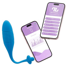 Ou vibrator INTOYOU APP - Thrusting, pentru stimularea sexuala feminina, control prin aplicatie, 8 functii de vibratie, 20.5 cm x 3.5 cm, albastru