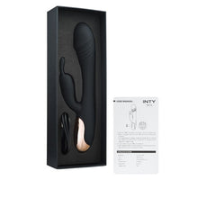 Vibrator rabbit INTY TOYS PEAK, pentru clitoris și punctul G, 7 funcții de vibrații ultra-puternice, silențios, rezistent la apă, 20.2 cm, negru