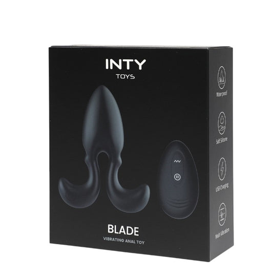 Vibrator anal INTY Toys – Blade, silicon, 7 functii vibratie, cu telecomanda wireless, negru