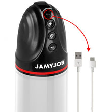 Pompă electrică JAMYJOB XPAND, pentru mărirea penisului, 3 viteze de aspirare, rezistentă la apă, gri transparent