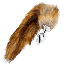 Plug anal KINK cu coada din blana articiala, maro, marimea S