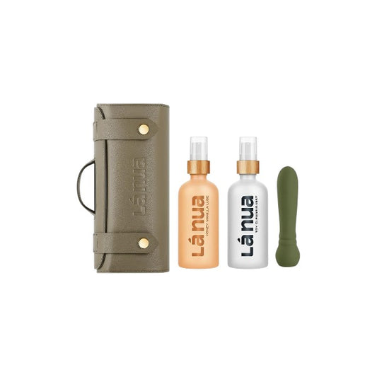 Kit cadou LáNuaVibrator bullet Ultra + Lubrifiant cu aromă de MIERE ȘI VANILIE + Spray curățare jucării sexuale + Geantă de călătorie (PTS)