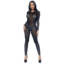 Costum sexy LEG AVENUE Sheer Rhinestone Catsuit, din plasă cu strasuri, cu spate decoltat, negru, mărime S (85636)