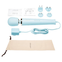 Aparat de masaj cu fir LE WAND Plug-In Vibrating Massager, pentru corp și zone intime, 10 funcții de vibrație, albastru
