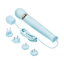 Aparat de masaj cu fir LE WAND Plug-In Vibrating Massager, pentru corp și zone intime, 10 funcții de vibrație, albastru