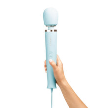 Aparat de masaj cu fir LE WAND Plug-In Vibrating Massager, pentru corp și zone intime, 10 funcții de vibrație, albastru
