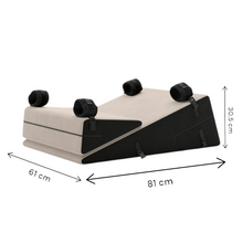 Rampă cu pernă de sex LIBERATOR Bondage Wedge/Ramp Combo, mobilier pentru jocuri erotice BDSM, cu cătușe detașabile, culoare crem