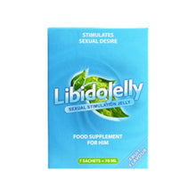 Jeleu LIBIDOJELLY, pentru libido masculin, fertilitate și erecții puternice, cu ginkgo biloba și maca, 7 plicuri x 10 ml