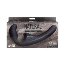 Dildo dublu LOLA NATURAL Temptation, strap-on fără ham, din silicon moale, culoare negru, lungime 23.5 cm