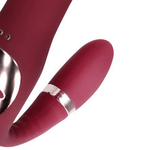 Vibrator dublu LOVELINE Bendable Vibrating Strapless Strap-On, strap-on fără ham, 20 funcții de vibrație, 19 cm, roșu
