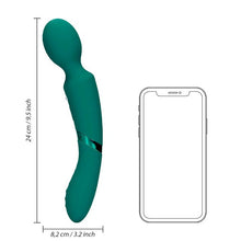 Aparat de masaj dublu LOVELINE Double-Sided Vibrating Wand, pentru corp și punctul G, 10 funcții de vibrație, verde