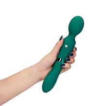 Aparat de masaj dublu LOVELINE Double-Sided Vibrating Wand, pentru corp și punctul G, 10 funcții de vibrație, verde