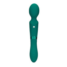 Aparat de masaj dublu LOVELINE Double-Sided Vibrating Wand, pentru corp și punctul G, 10 funcții de vibrație, verde