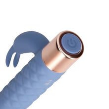 Vibrator rabbit LOVELINE Mini Rabbit Vibrator, pentru clitoris și punctul G, 10 funcții de vibrație, lungime 14.3 cm, albastru