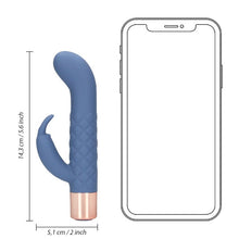 Vibrator rabbit LOVELINE Mini Rabbit Vibrator, pentru clitoris și punctul G, 10 funcții de vibrație, lungime 14.3 cm, albastru