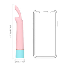 Vibrator LOVELINE Mini Rabbit Vibrator with USB Charger, cu design pentru stimulare versatilă, 10 funcții de vibrație, 17.5 cm, roz