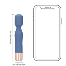 Aparat de masaj LOVELINE Mini Wand Vibrator, pentru corp și zone intime, 10 funcții de vibrație, lungime 14.3 cm, albastru
