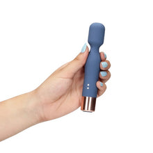 Aparat de masaj LOVELINE Mini Wand Vibrator, pentru corp și zone intime, 10 funcții de vibrație, lungime 14.3 cm, albastru