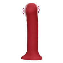 Vibrator LOVELINE Non-Phallic Vibrating Dildo Large, cu ventuză, compatibil cu ham strap-on, 10 funcții de vibrație, 19.8 cm, roșu