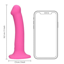 Vibrator LOVELINE Non-Phallic Vibrating Dildo Medium, cu ventuză, compatibil cu ham strap-on, 10 funcții de vibrație, 18.1 cm, roz