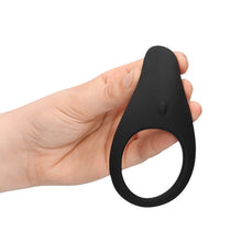 Inel vibrator pentru penis LOVELINE Pointed Cock Ring, 10 funcții de vibrație, din silicon moale, culoare negru