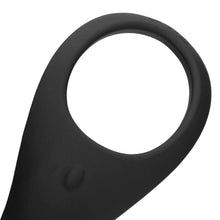 Inel vibrator pentru penis LOVELINE Pointed Cock Ring, 10 funcții de vibrație, din silicon moale, culoare negru