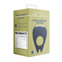 Inel vibrator pentru penis LOVELINE Pointed Cock Ring, 10 funcții de vibrație, din silicon moale, culoare albastru