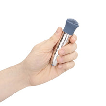 Vibrator LOVELINE The Thrill, cu 3 capete interschimbabile, din silicon premium, 10 funcții de vibrație, culoare albastru
