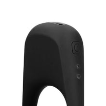 Inel vibrator pentru penis LOVELINE Vibrating Cock Ring, din silicon moale, 10 funcții de vibrație, negru